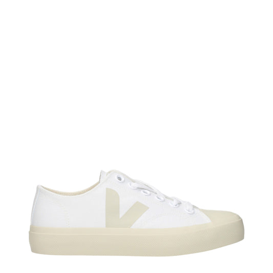 White Fabric Low Tops