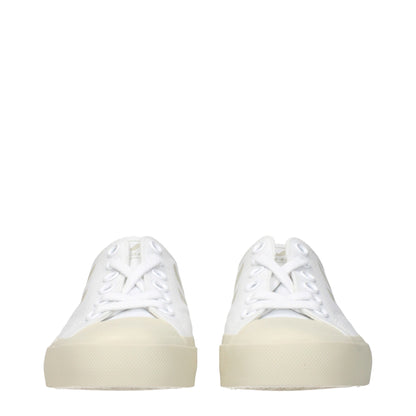 White Fabric Low Tops