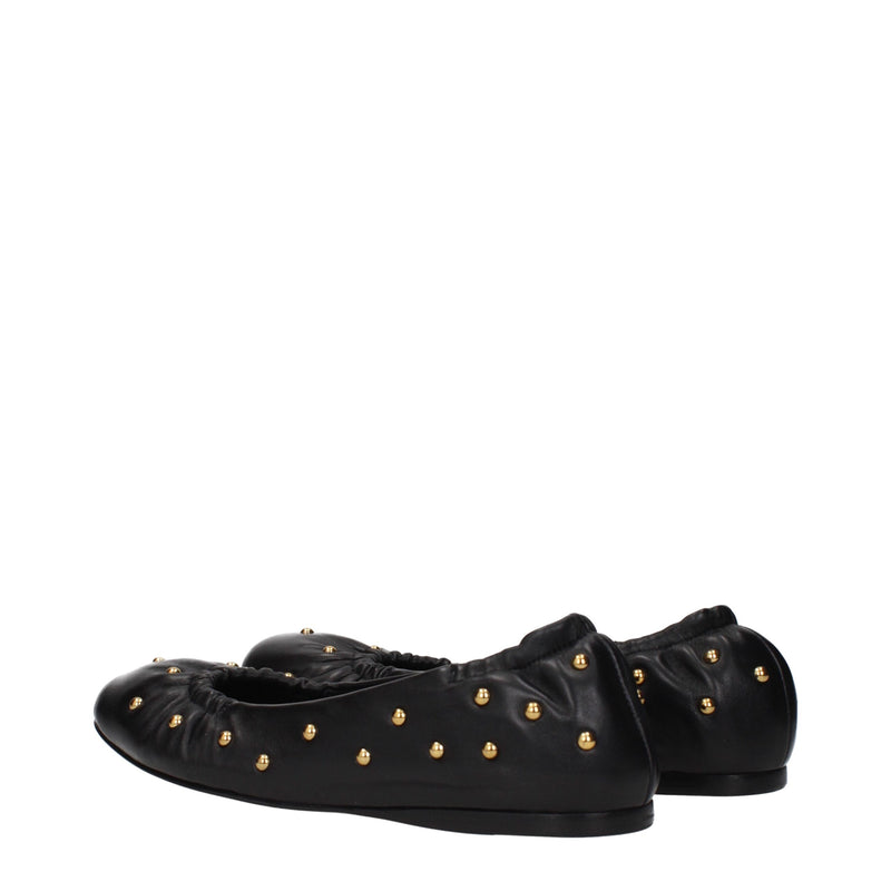 Black Leather Ballet Flats