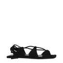 Black Leather Flat Sandals