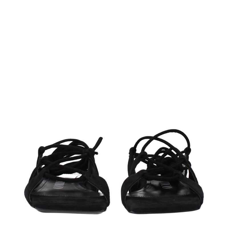 Black Leather Flat Sandals