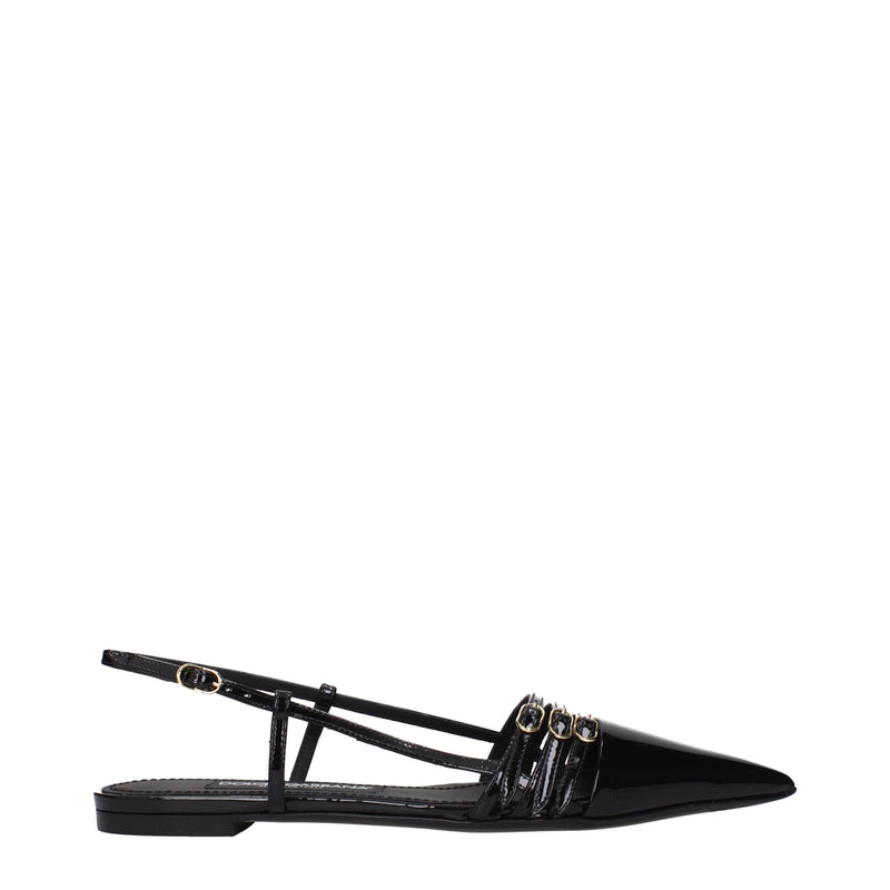 Black Leather Flat Sandals