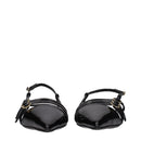 Black Leather Flat Sandals