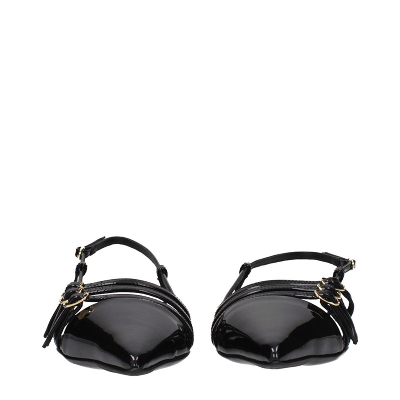 Black Leather Flat Sandals