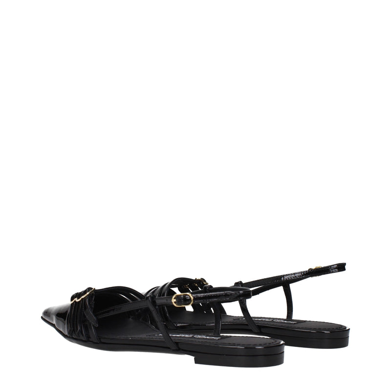 Black Leather Flat Sandals